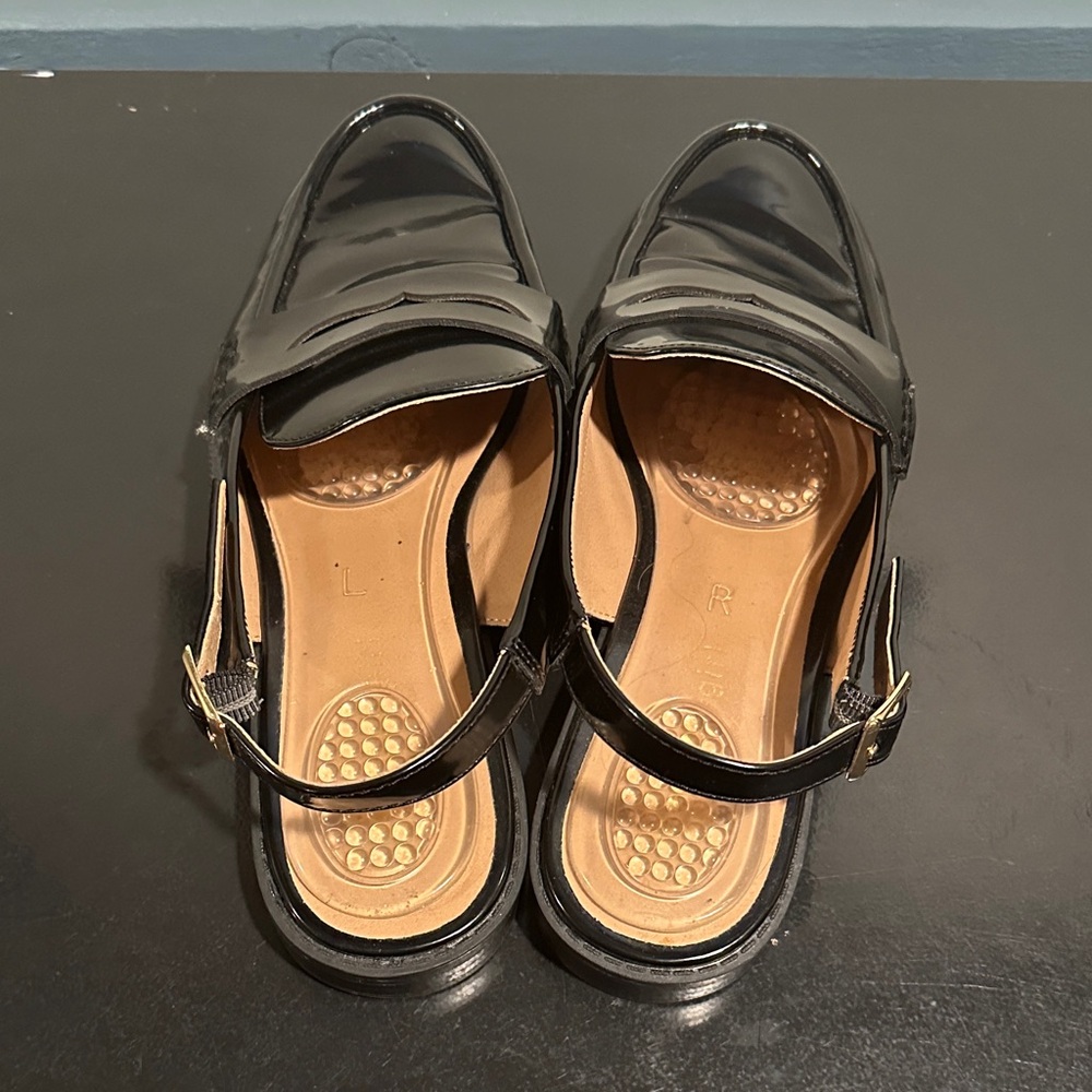 Madden Girl Black Patent Slingback Loafers 9.5 - Picture 4 of 9